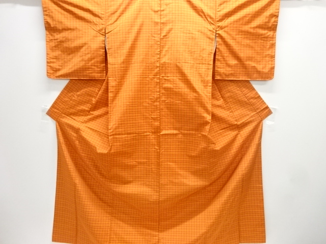 未使用品　格子織出し着物アンサンブル